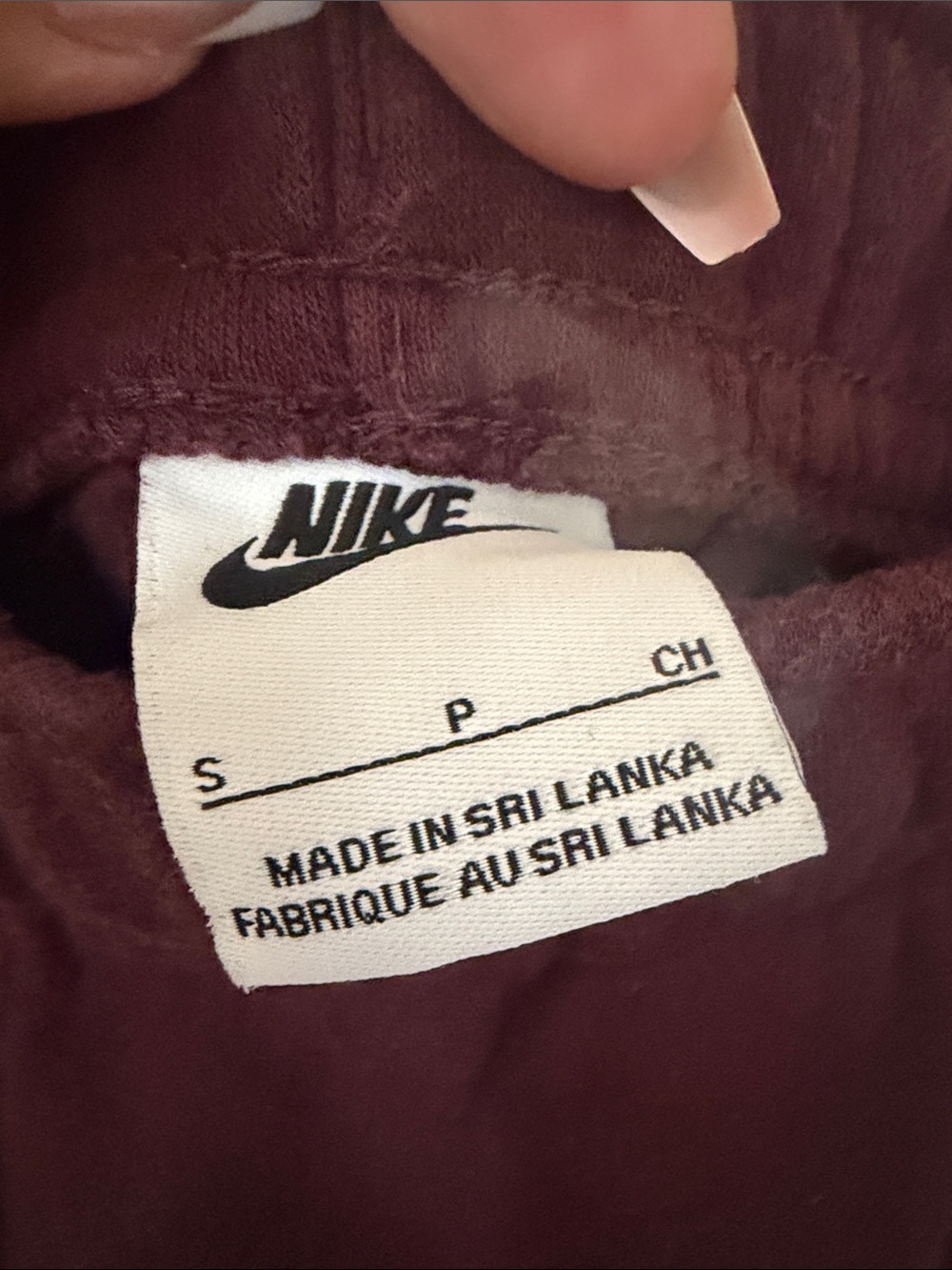 Nike Maroon Track Joggers with White Swoosh - Picture 2 of 5